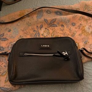 Lodis Black Leather Crossbody Bag